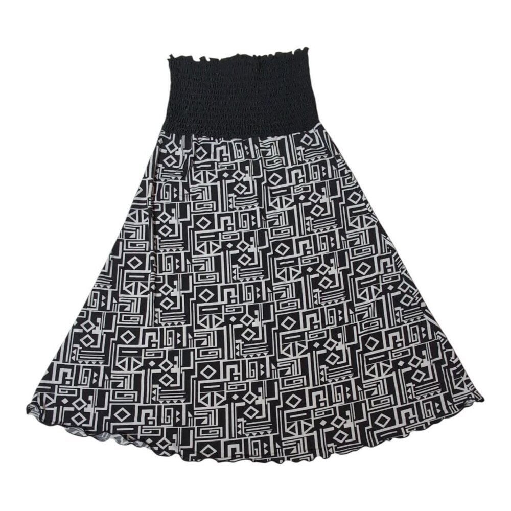 PortoCruz Strapless Dress Cover Up Midi Skirt Stretchy Smocked Beach Vacation